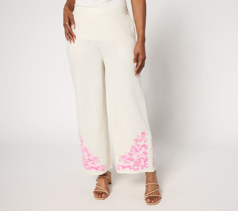Studio Park x Terri Conn Petite Linen Blend Crop Pant — View 3
