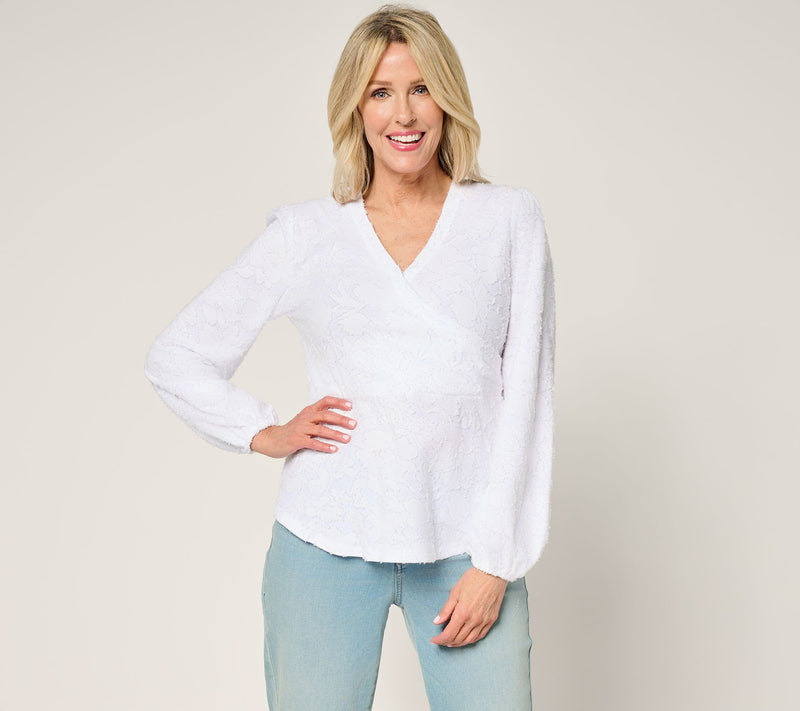 Studio Park x Terri Conn Faux Wrap Textured Knit Top — View 11