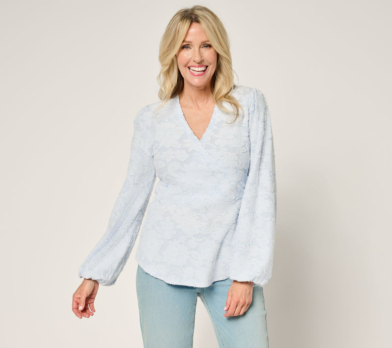 Studio Park x Terri Conn Faux Wrap Textured Knit Top — View 12
