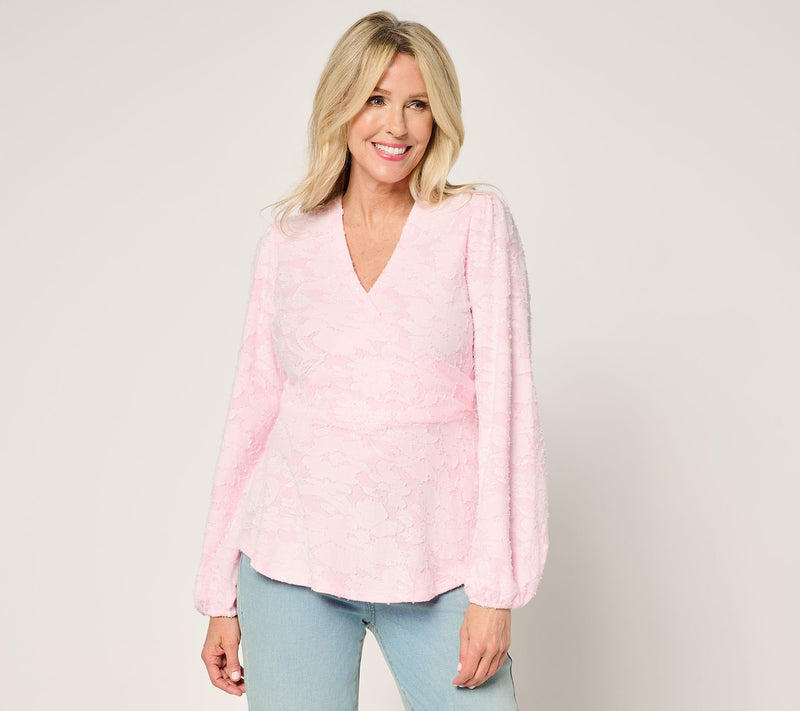 Studio Park x Terri Conn Faux Wrap Textured Knit Top — View 13