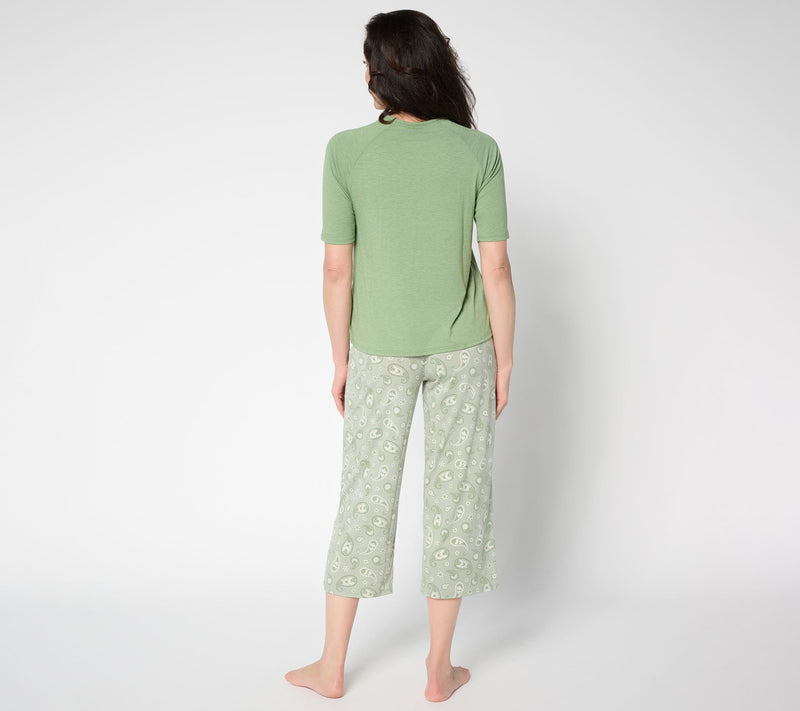 Cuddl Duds Lace Inset Raglan Sleeve Pajama Set — View 11