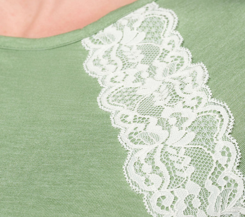Cuddl Duds Lace Inset Raglan Sleeve Pajama Set — View 13