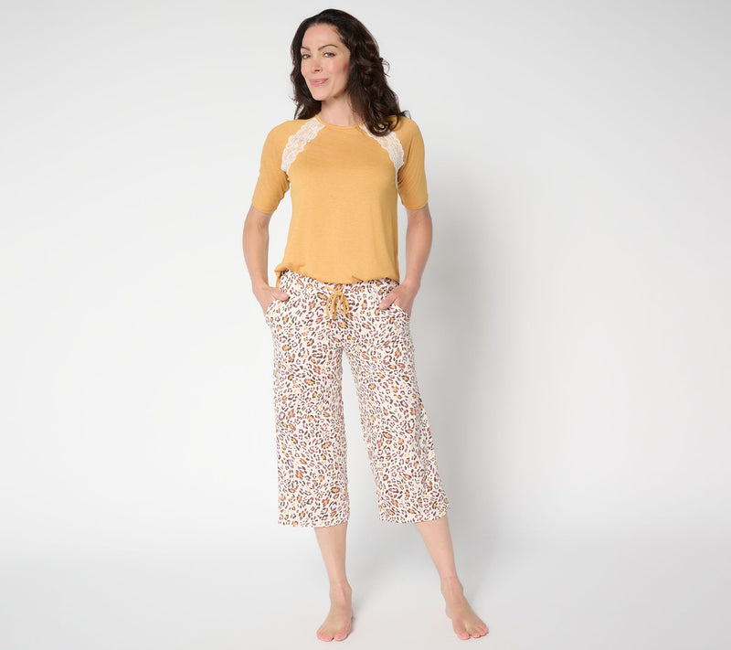 Cuddl Duds Lace Inset Raglan Sleeve Pajama Set — View 7