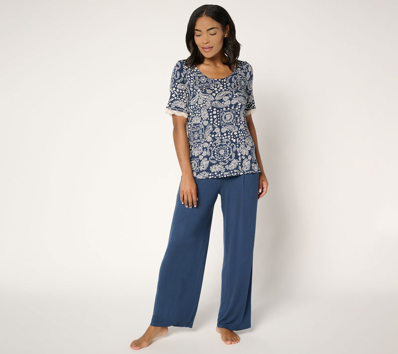 Cuddl Duds Soft Stretch Lace Trimmed Tee — View 7