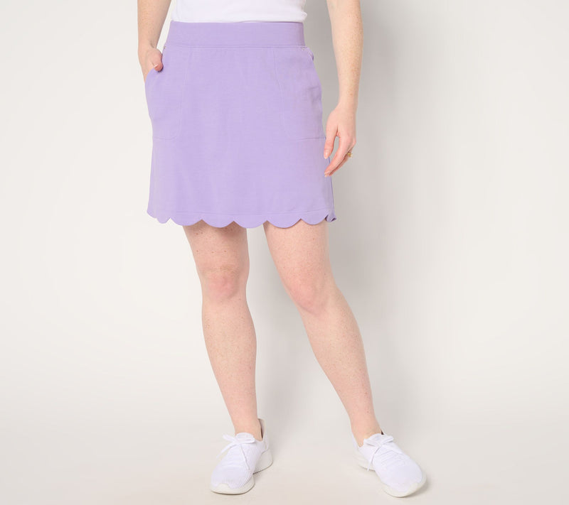 Sport Savvy Petite Pique Knit Skort with Scallop Hem — View 3