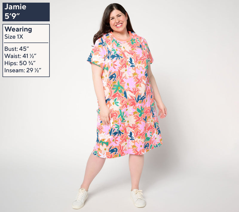 Sport Savvy Printed Cotton Span T-Shirt Dress — View 2
