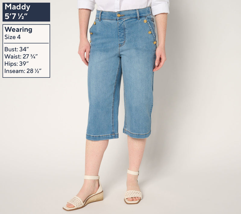 Isaac Mizrahi Live! Regular True Denim Indigo Wide Leg Pedal Pusher — View 7