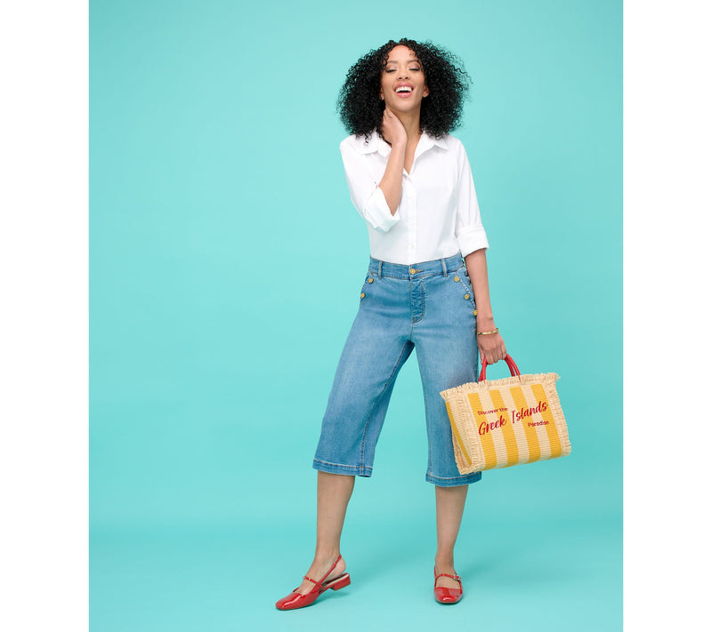 Isaac Mizrahi Live! Regular True Denim Indigo Wide Leg Pedal Pusher — View 12