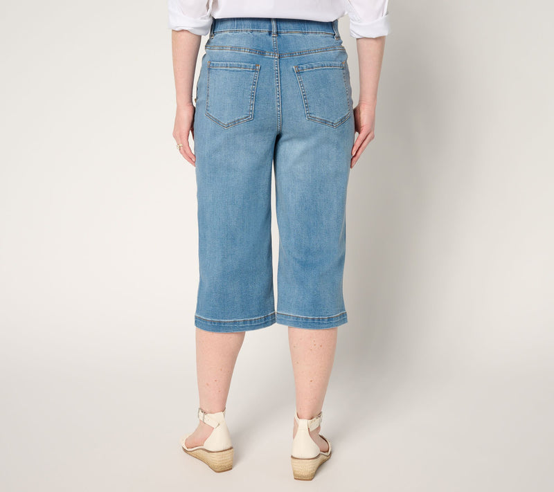 Isaac Mizrahi Live! Tall True Denim Indigo Wide Leg Pedal Pusher — View 8