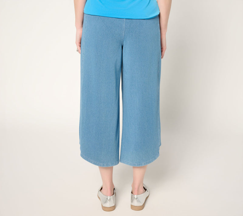 Susan Graver Regular Cool Touch Knit Denim Culotte — View 4
