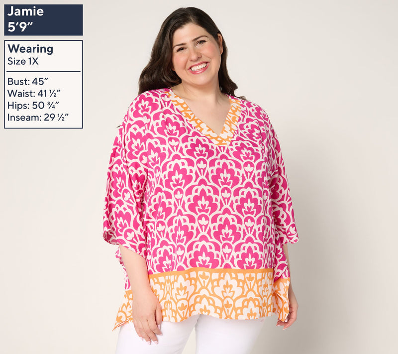 Belle by Kim Gravel Art Deco Border Print Poncho — View 10
