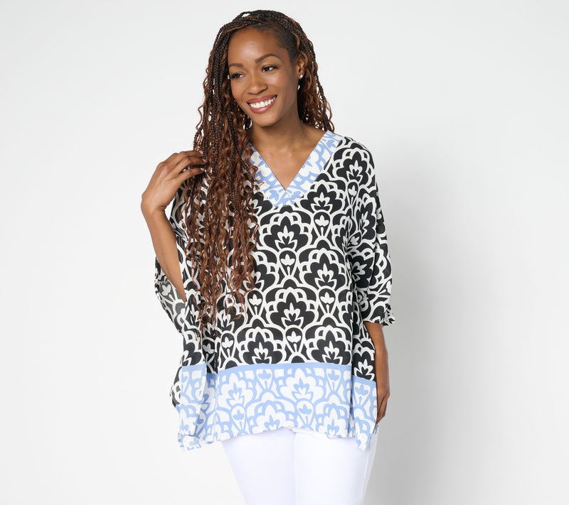 Belle by Kim Gravel Art Deco Border Print Poncho — View 9