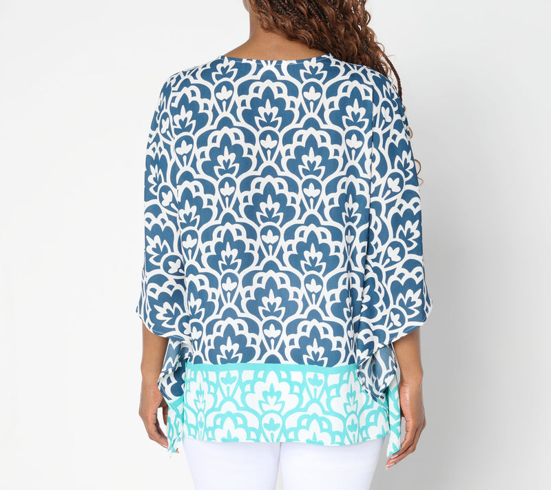 Belle by Kim Gravel Art Deco Border Print Poncho — View 12