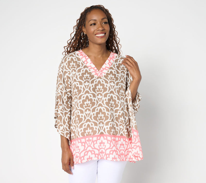 Belle by Kim Gravel Art Deco Border Print Poncho — View 7