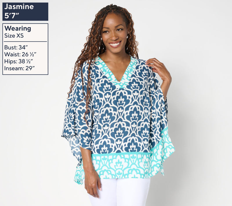 Belle by Kim Gravel Art Deco Border Print Poncho — View 11
