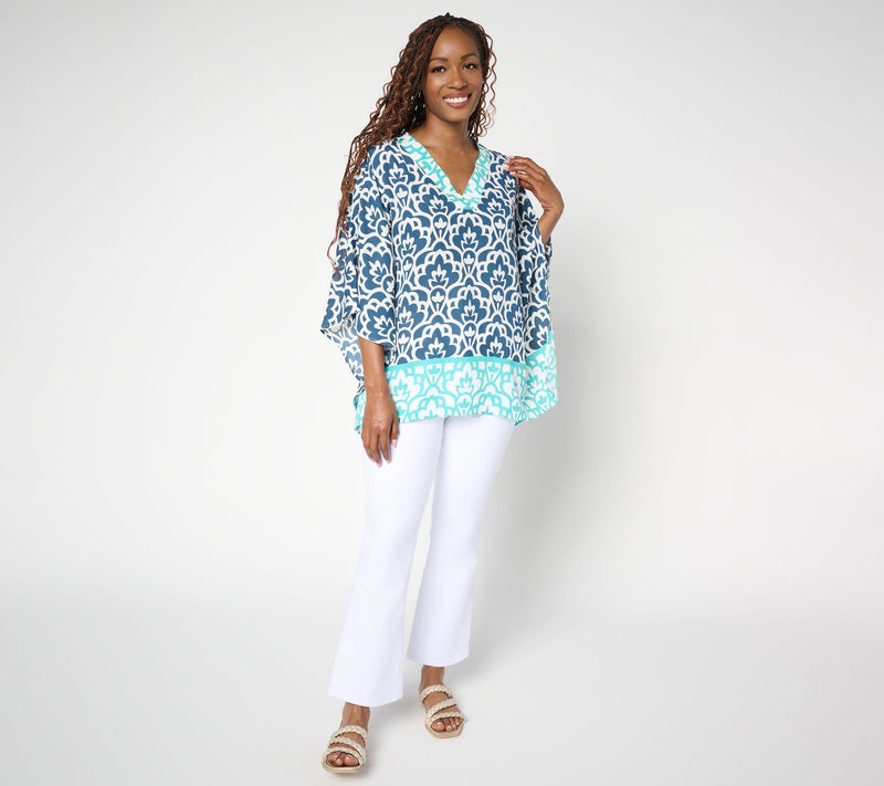 Belle by Kim Gravel Art Deco Border Print Poncho — View 13