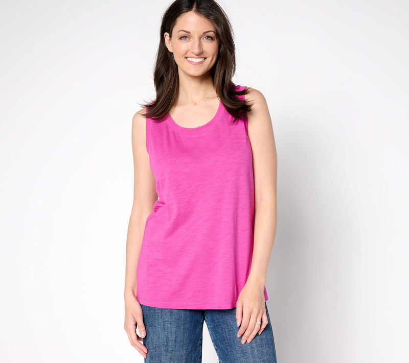 Belle by Kim Gravel Summer Sunset Slub Knit U-Neck Tank — View 16