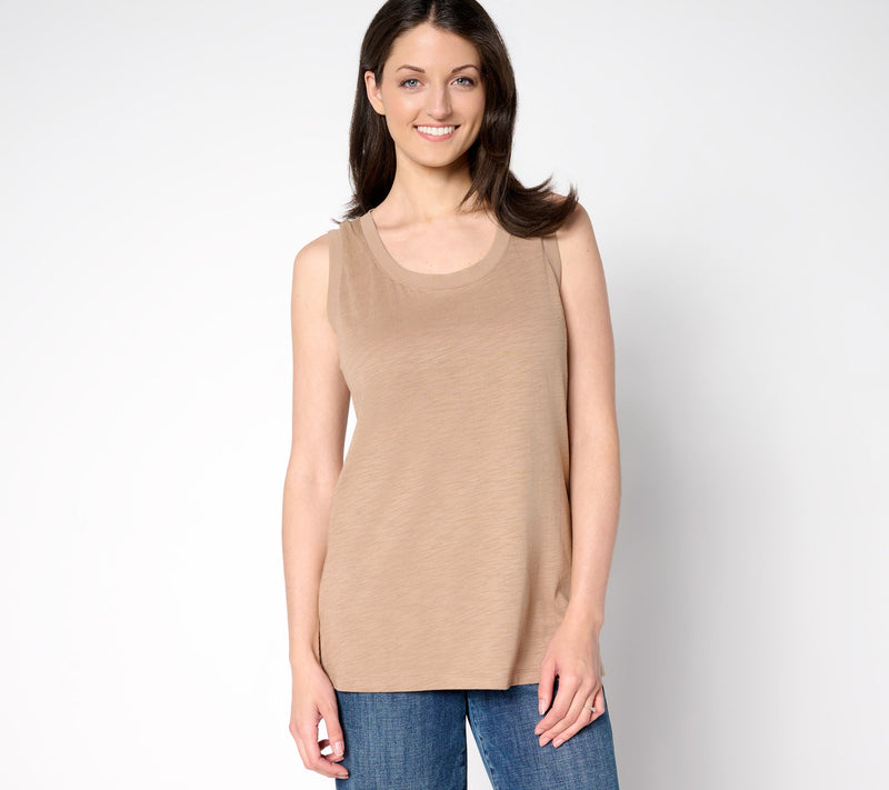 Belle by Kim Gravel Summer Sunset Slub Knit U-Neck Tank — View 17