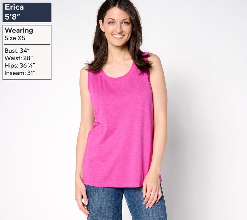 Belle by Kim Gravel Summer Sunset Slub Knit U-Neck Tank — View 3