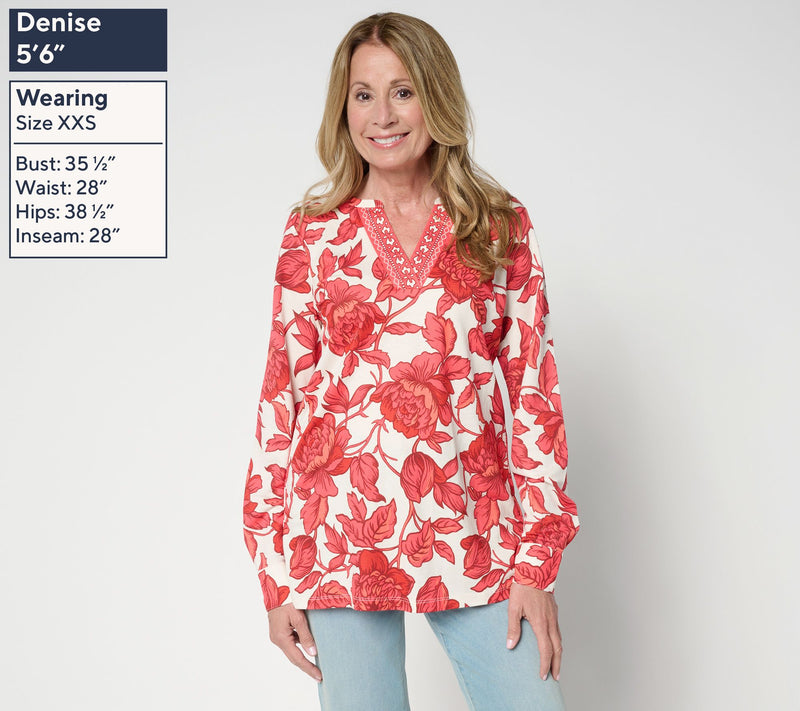 Belle by Kim Gravel Regular Cabana Knit Floral Serenity Tunic Top — View 2