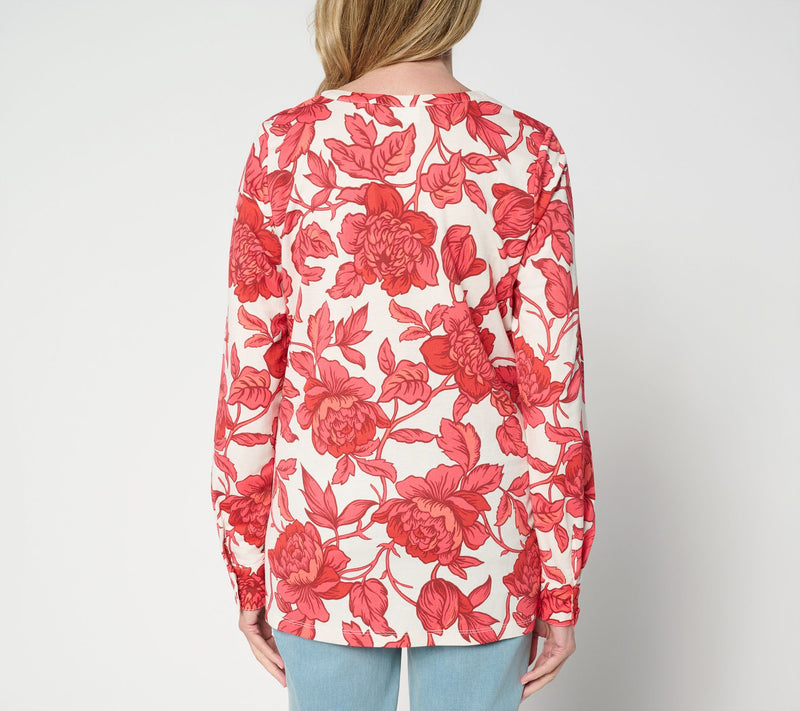 Belle by Kim Gravel Petite Cabana Knit Floral Serenity Tunic Top — View 3