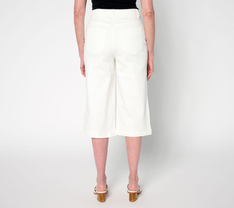 Isaac Mizrahi Live! Regular True Denim White Wide Leg Pedal Pusher — View 5