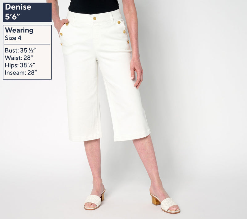 Isaac Mizrahi Live! Petite True Denim White Wide Leg Pedal Pusher — View 3