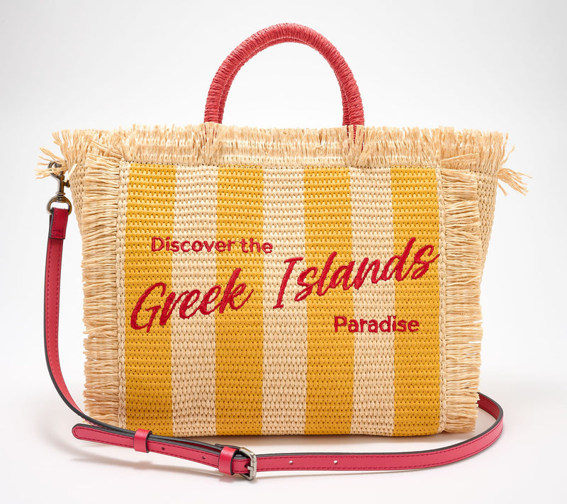 Patricia Nash Straw "Memories of Greece" Large Tote — Main view