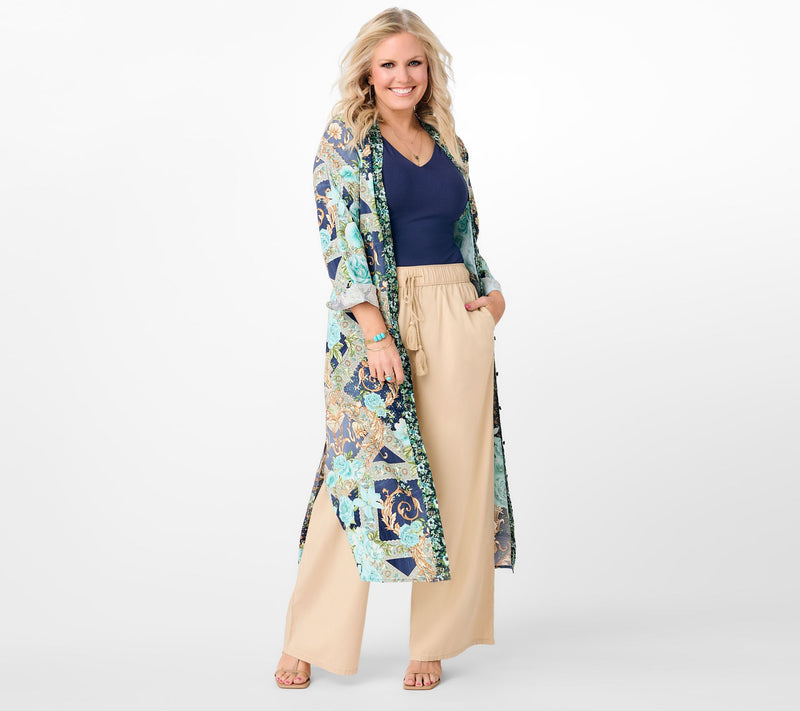 Studio Park x Terri Conn Regular Button Front Woven Duster to Dress — View 6