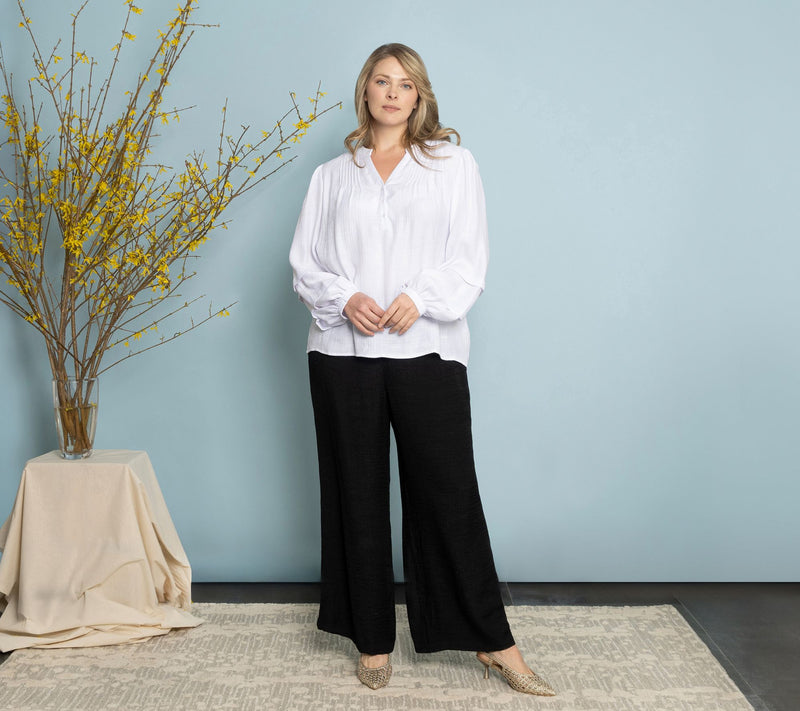 nicole by Nicole Miller Sally Pucker Split Neck Blouse — View 8