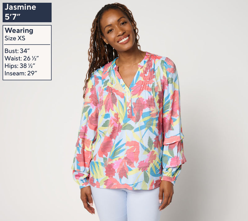 nicole by Nicole Miller Sally Pucker Split Neck Blouse — View 4