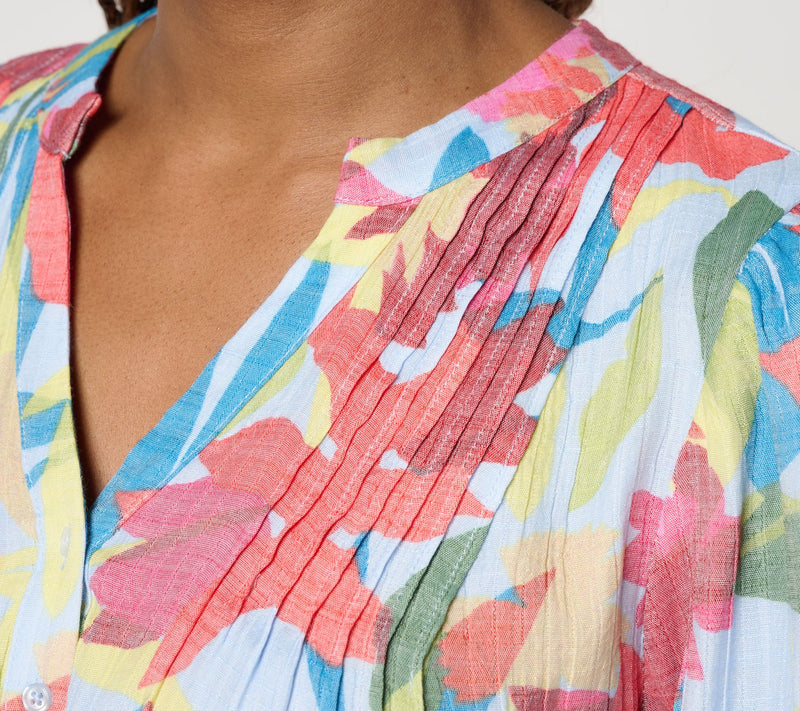 nicole by Nicole Miller Sally Pucker Split Neck Blouse — View 7