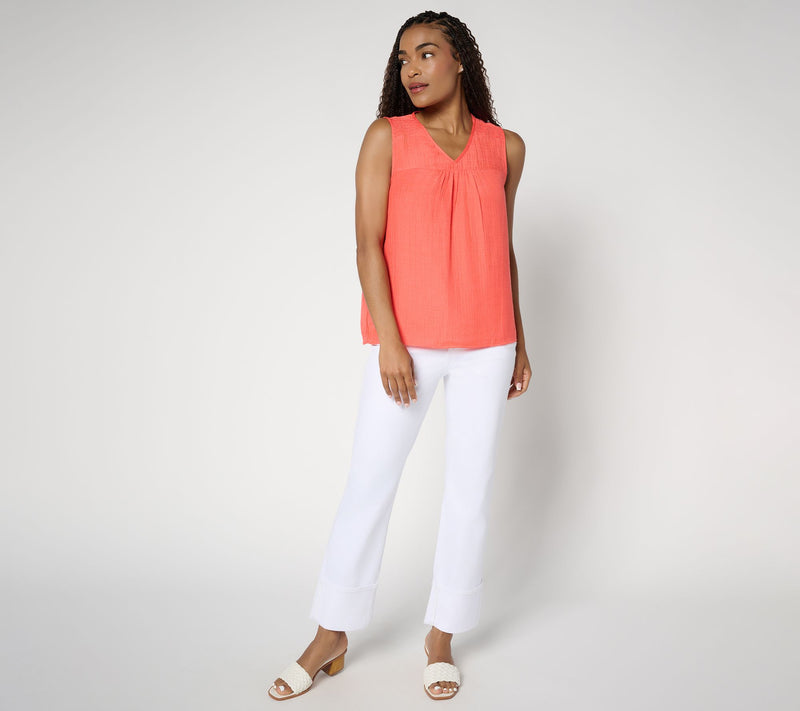 nicole by Nicole Miller Sally Pucker Lined V-Neck Tank Top — View 4