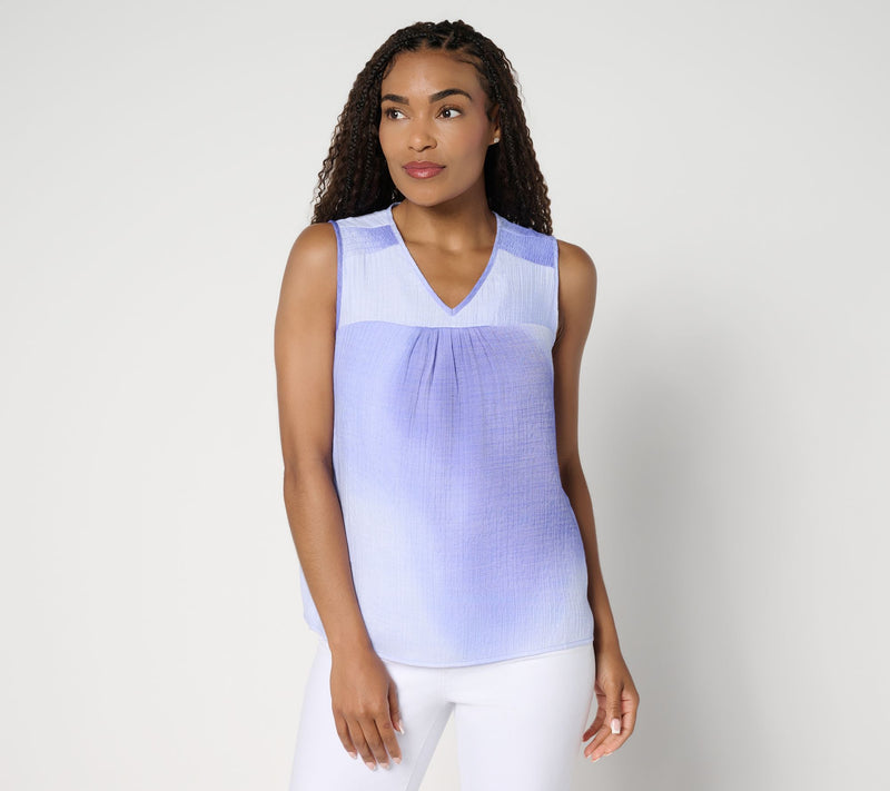 nicole by Nicole Miller Sally Pucker Lined V-Neck Tank Top — View 13