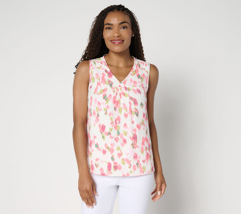nicole by Nicole Miller Sally Pucker Lined V-Neck Tank Top — View 14