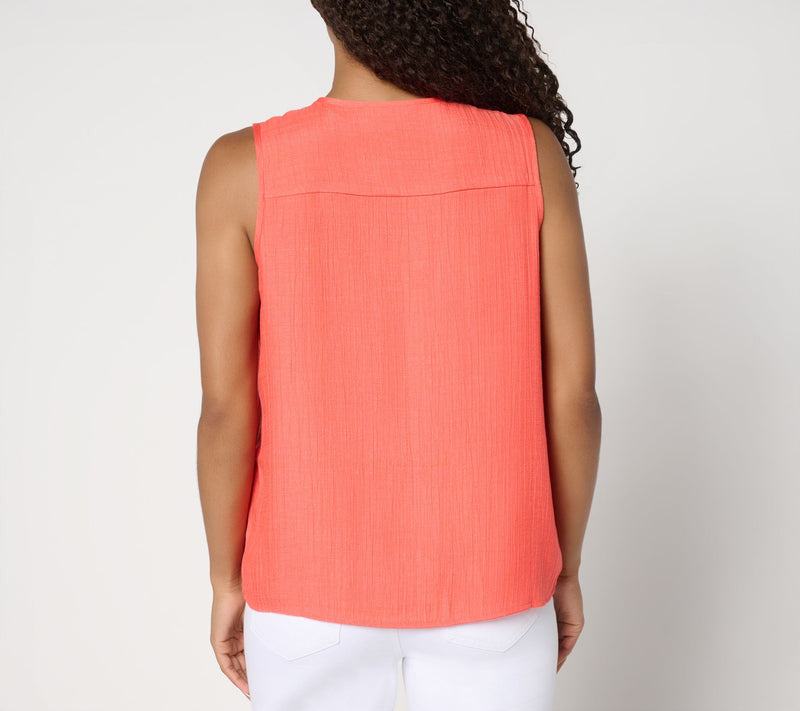 nicole by Nicole Miller Sally Pucker Lined V-Neck Tank Top — View 3