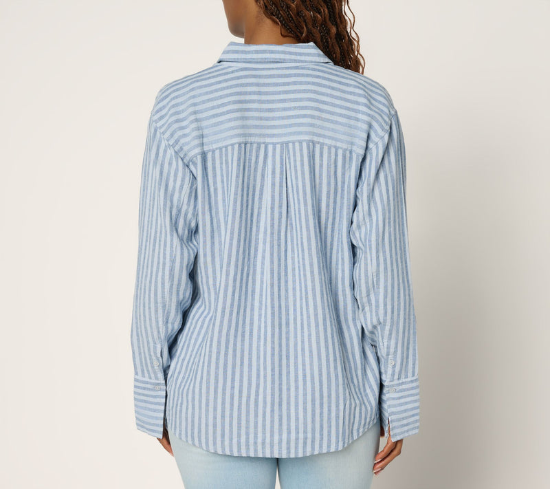 Peace Love World Boheme Linen Blend French Cuff Shirt — View 4