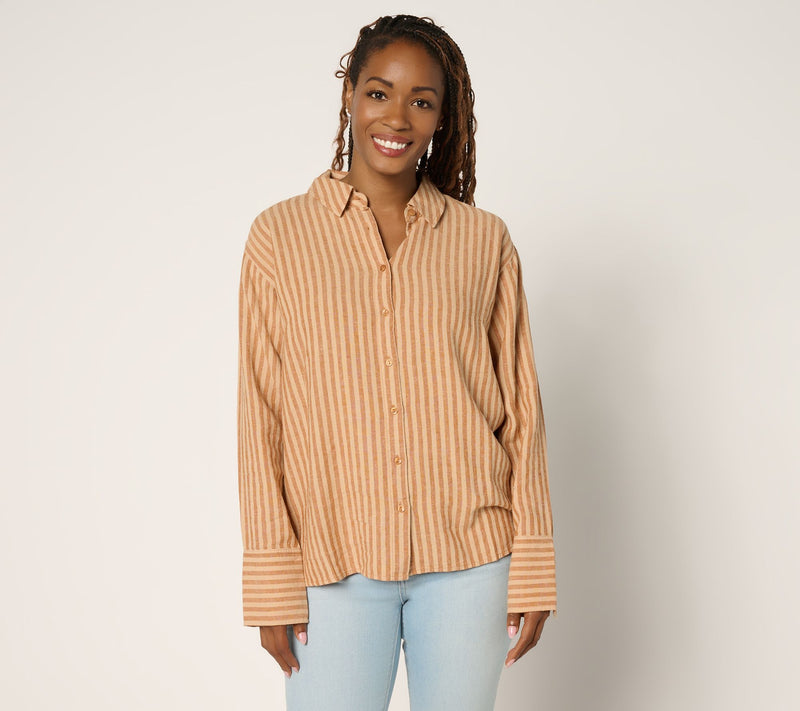 Peace Love World Boheme Linen Blend French Cuff Shirt — View 11