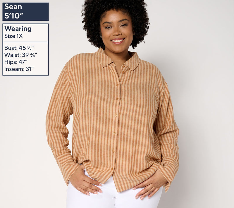 Peace Love World Boheme Linen Blend French Cuff Shirt — View 2