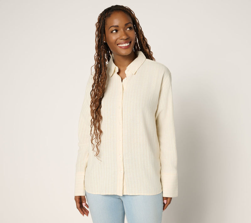 Peace Love World Boheme Linen Blend French Cuff Shirt — View 12