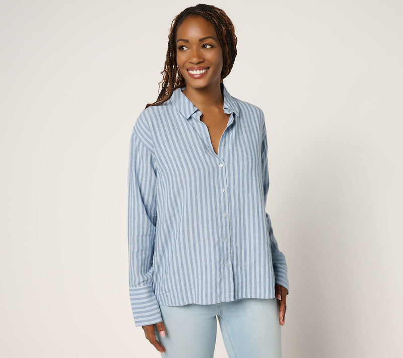 Peace Love World Boheme Linen Blend French Cuff Shirt — View 13