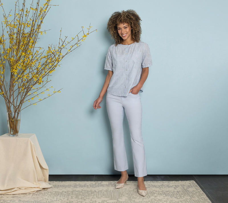 nicole by Nicole Miller 100% Cotton Floral Applique Shirt — View 11