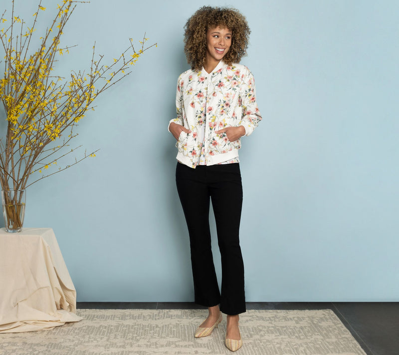 nicole by Nicole Miller 100% Cotton Printed Eyelet Bomber Jacket — View 8