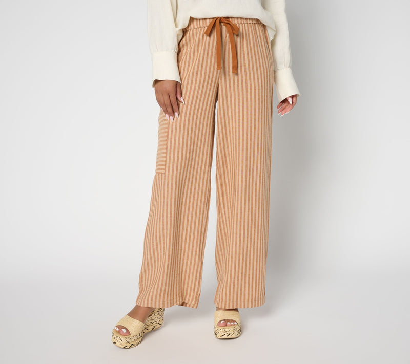 Peace Love World Boheme Regular Linen Blend Full Length Tie Pant — Main view