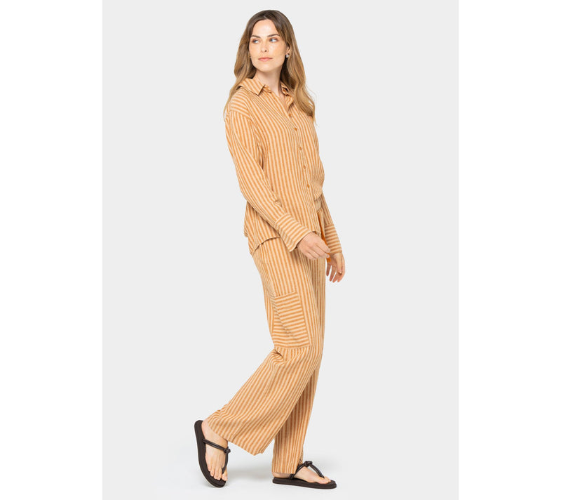 Peace Love World Boheme Petite Linen Blend Full Length Tie Pant — View 6