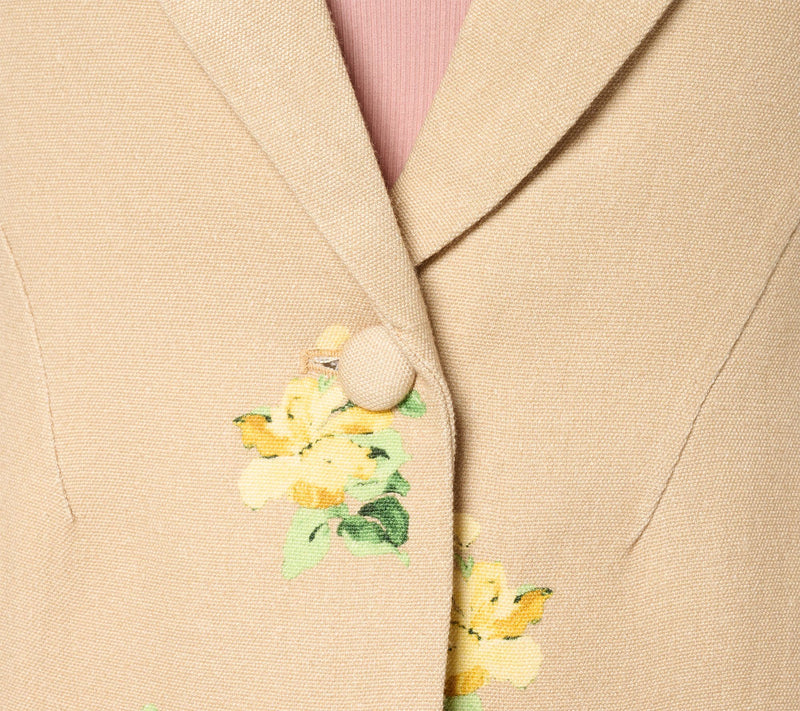Isaac Mizrahi Live! Linen Blend Border Print Single Breasted Blazer — View 12