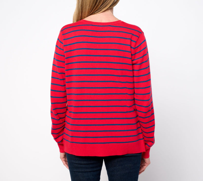 Isaac Mizrahi Live! Essentials Stripe Sweater Cardigan — View 11