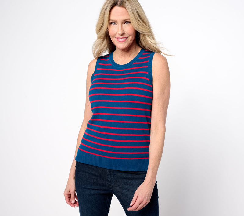 Isaac Mizrahi Live! Essentials Stripe Sweater Tank — View 3