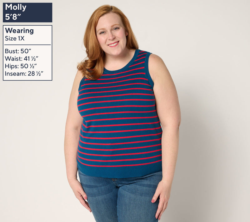 Isaac Mizrahi Live! Essentials Stripe Sweater Tank — View 10