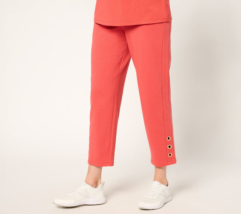 Sport Savvy Regular French Terry Crop Pants with Grommet Detail — View 12